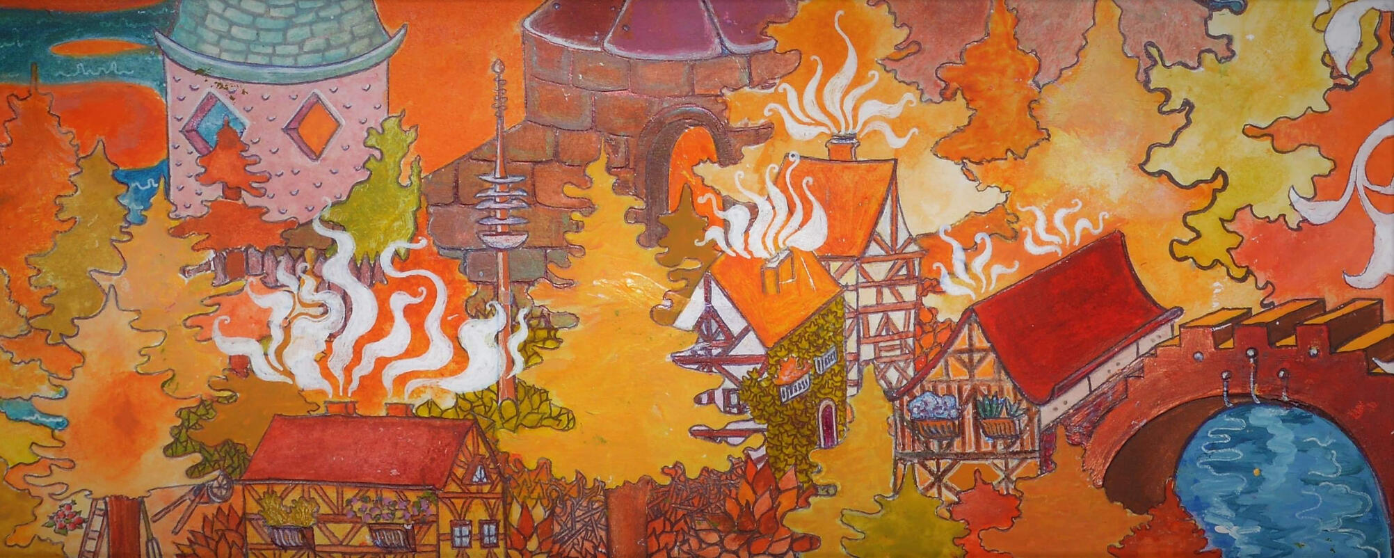 detail from oil painting of nuremburg